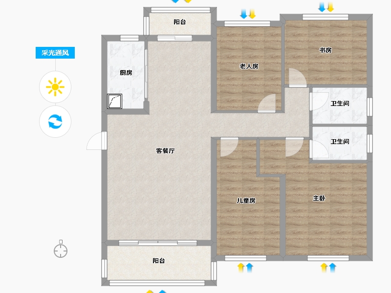 广西壮族自治区-贺州市-贺州碧桂园·爱莲府(南园)-123.00-户型库-采光通风