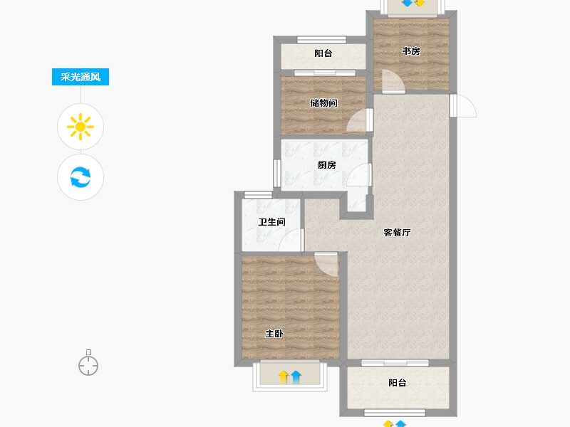 上海-上海市-中国铁建香榭国际-72.76-户型库-采光通风