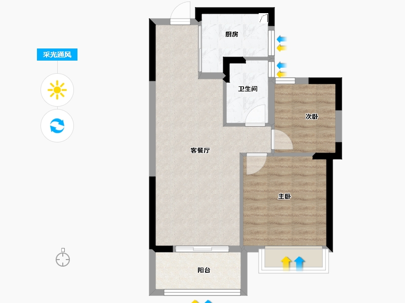 浙江省-宁波市-恒威·鸣凤府-58.95-户型库-采光通风