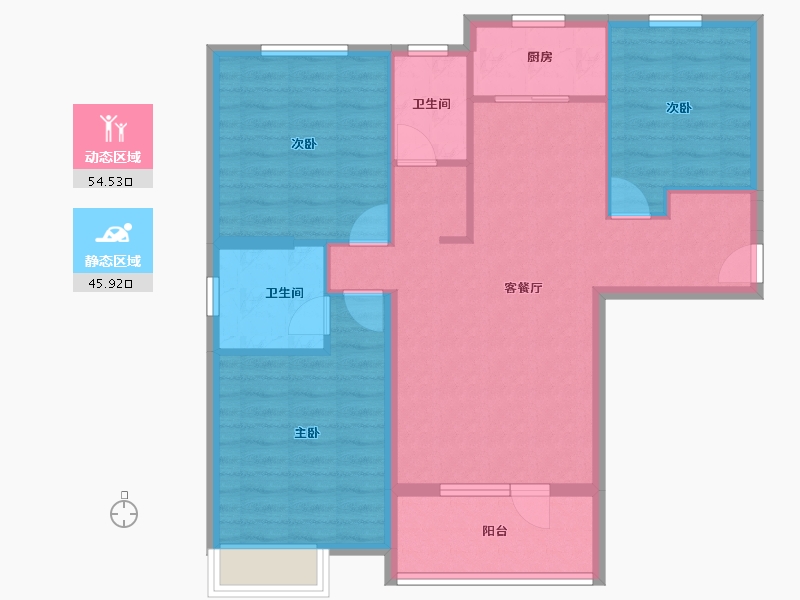 湖北省-武汉市-星悦湾-90.44-户型库-动静分区