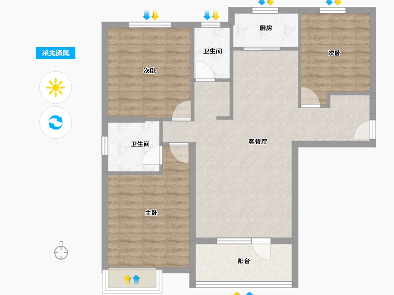 湖北省-武汉市-星悦湾-90.44-户型库-采光通风