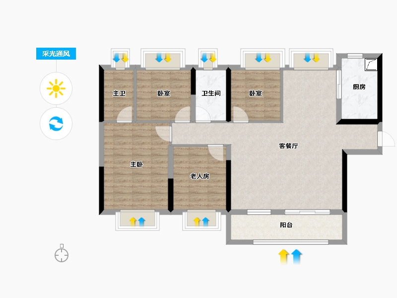 湖北省-武汉市-碧桂园碧乐城-100.22-户型库-采光通风