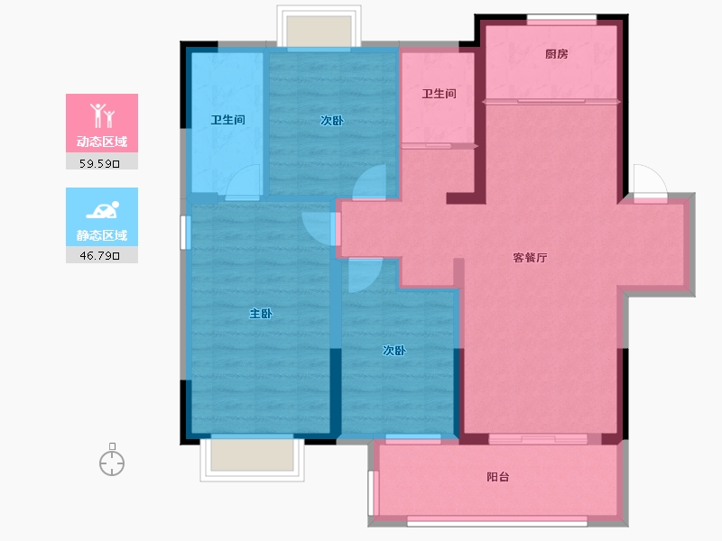 湖北省-武汉市-银禾广场-95.67-户型库-动静分区