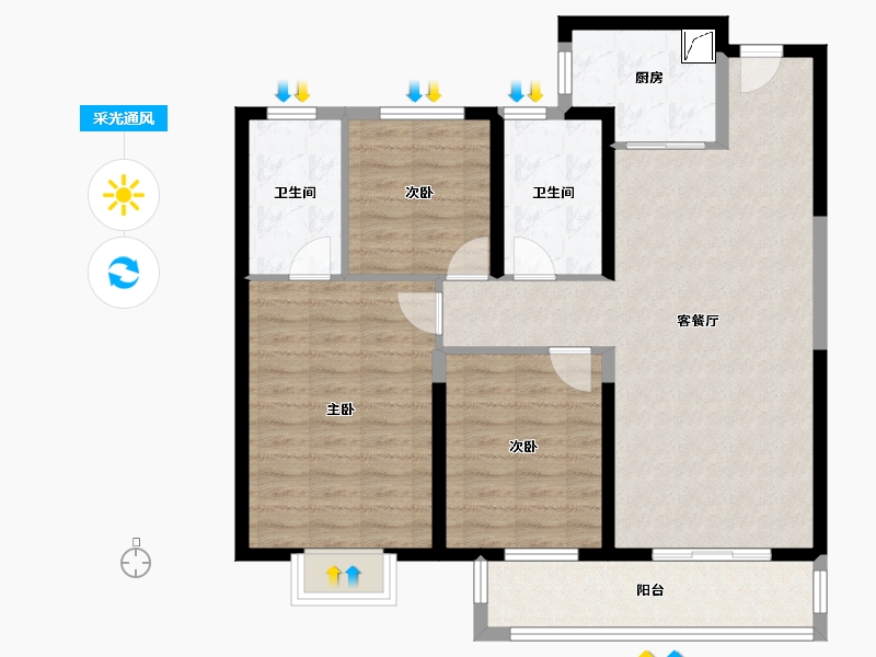 湖北省-武汉市-万科新都会-95.00-户型库-采光通风