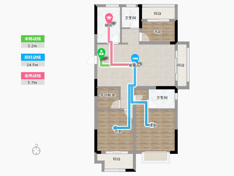 浙江省-宁波市-伊美尚品-90.68-户型库-动静线