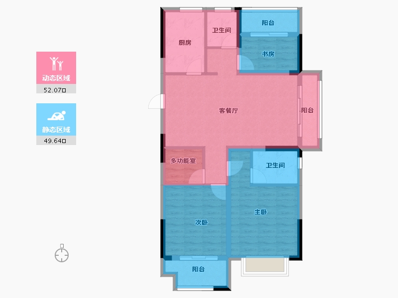 浙江省-宁波市-伊美尚品-90.68-户型库-动静分区