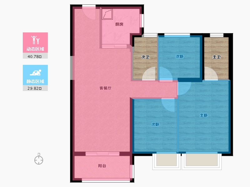 湖北省-武汉市-万科华生公园大道-70.30-户型库-动静分区