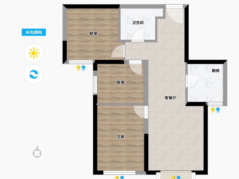 天津-天津市-中建·新丽壹号-66.54-户型库-采光通风