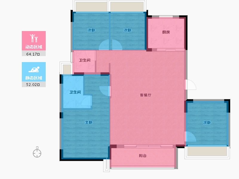 上海-上海市-保利·明明霞光-106.16-户型库-动静分区