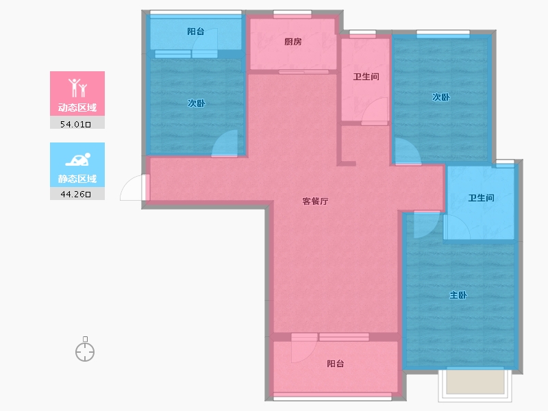 湖北省-武汉市-星悦湾-87.95-户型库-动静分区