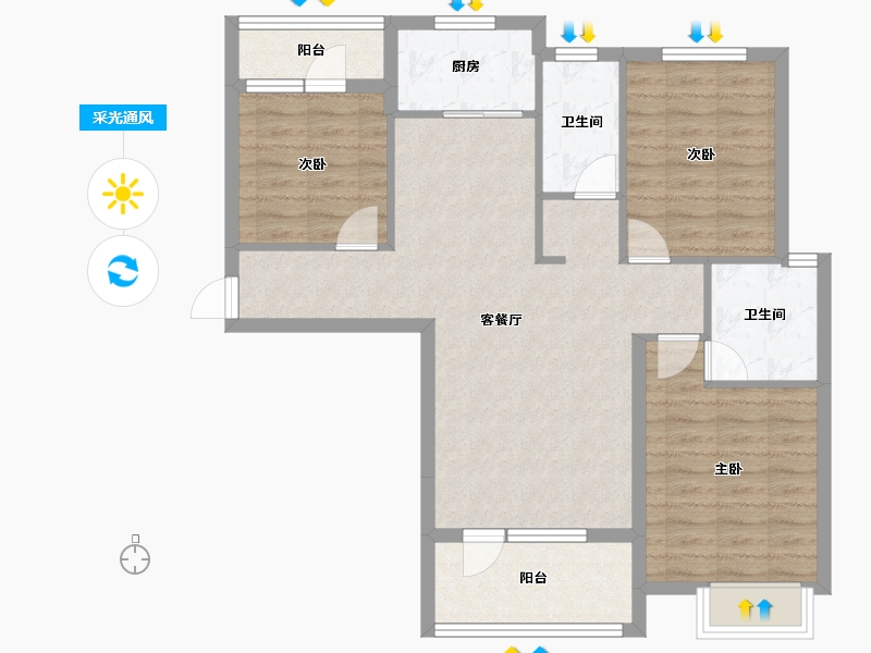 湖北省-武汉市-星悦湾-87.95-户型库-采光通风