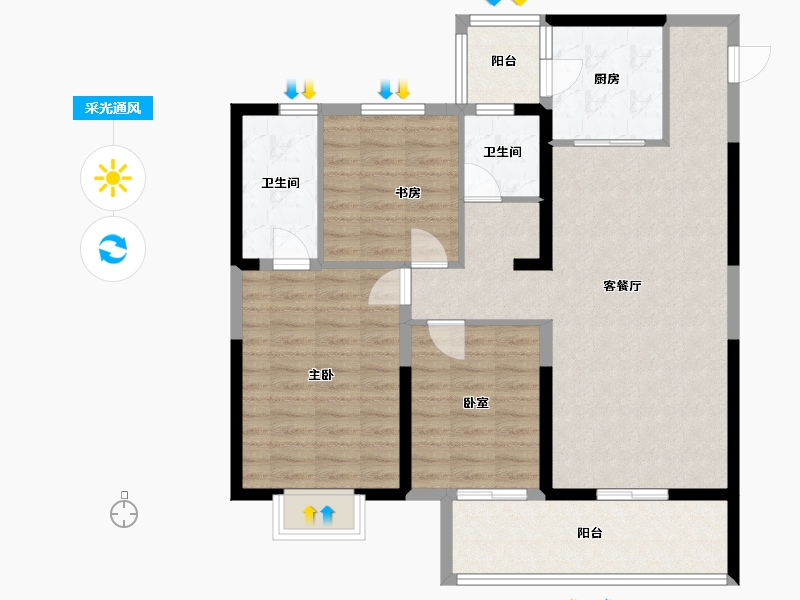 河南省-洛阳市-蓝光·钰泷府-100.00-户型库-采光通风