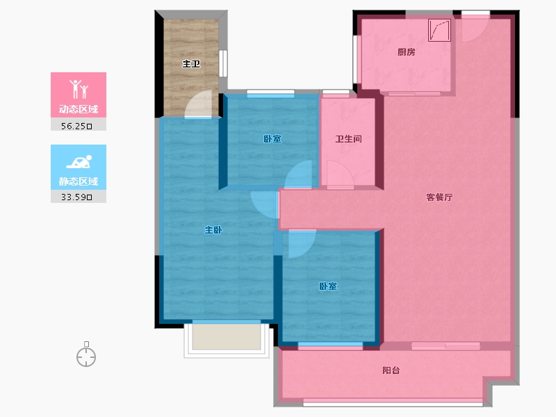 湖北省-武汉市-碧桂园碧乐城-84.25-户型库-动静分区