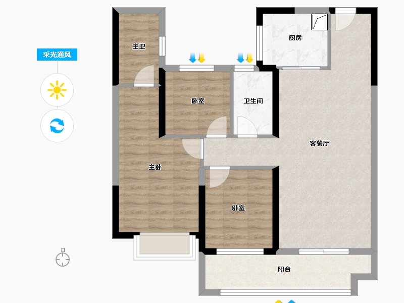 湖北省-武汉市-碧桂园碧乐城-84.25-户型库-采光通风