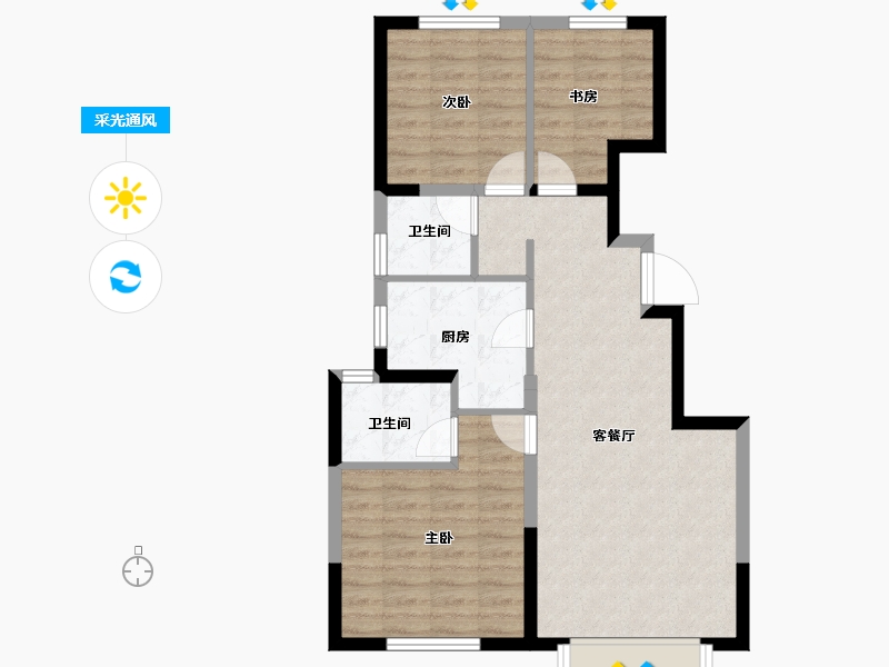 天津-天津市-中建·新丽壹号-72.32-户型库-采光通风