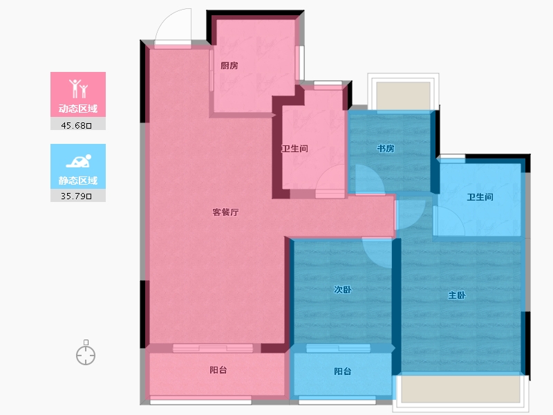 浙江省-温州市-新城瓯江湾-72.01-户型库-动静分区