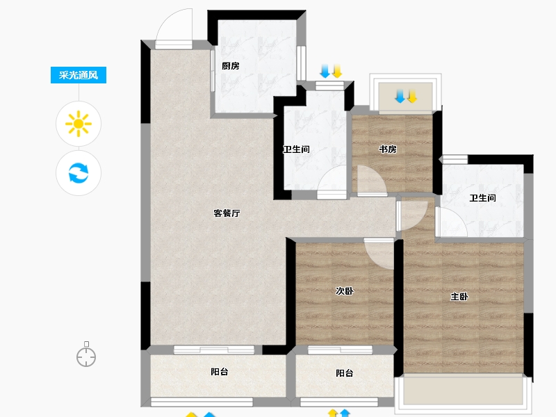 浙江省-温州市-新城瓯江湾-72.01-户型库-采光通风