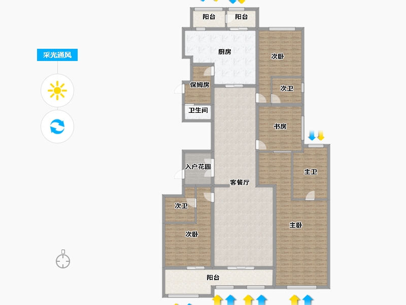 广东省-广州市-融创外滩壹号院-232.20-户型库-采光通风