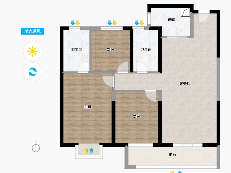 湖北省-武汉市-万科新都会-100.00-户型库-采光通风