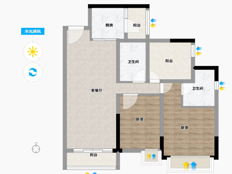 广东省-珠海市-珠海雅居乐国际花园-78.09-户型库-采光通风