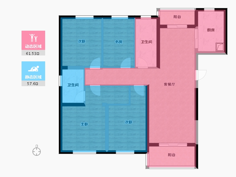 湖北省-武汉市-东湖金茂府-106.01-户型库-动静分区