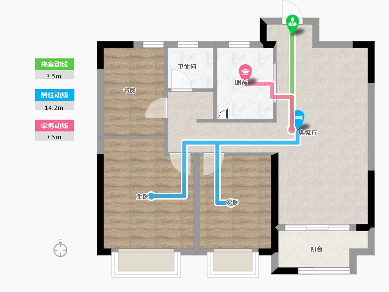 浙江省-宁波市-伊美尚品-74.41-户型库-动静线