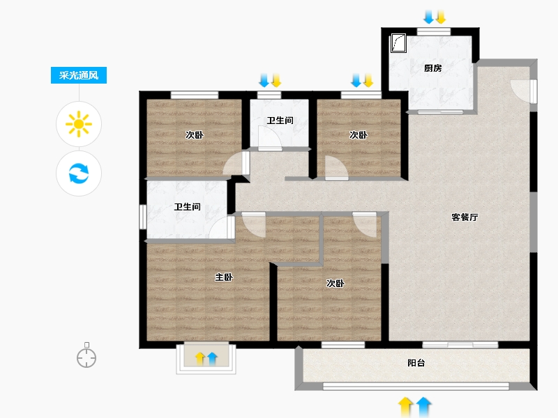 湖北省-武汉市-万科新都会-112.00-户型库-采光通风