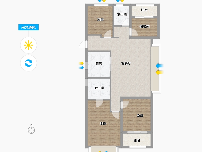 上海-上海市-中国铁建香榭国际-95.96-户型库-采光通风