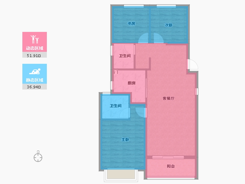 浙江省-宁波市-保利·翡翠城市和光城樾二期-79.87-户型库-动静分区