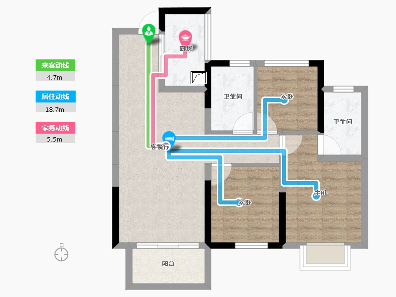 广西壮族自治区-南宁市-龙湖春江天越-68.64-户型库-动静线