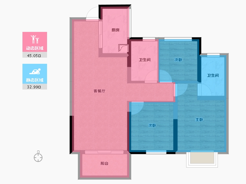 广西壮族自治区-南宁市-龙湖春江天越-68.64-户型库-动静分区