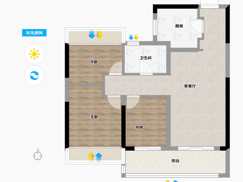 江苏省-苏州市-春江云锦-74.35-户型库-采光通风