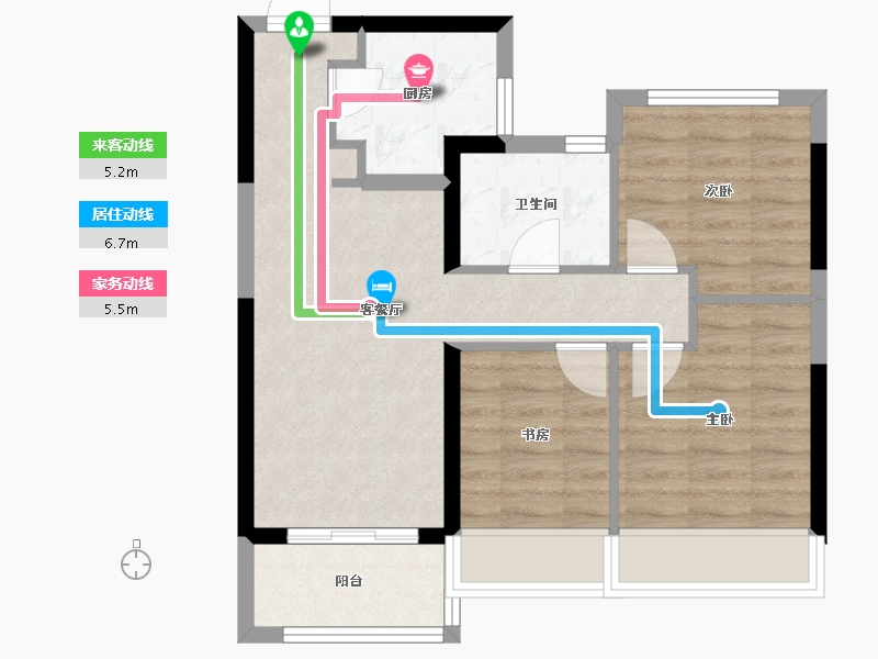 江苏省-苏州市-春江云锦-60.72-户型库-动静线