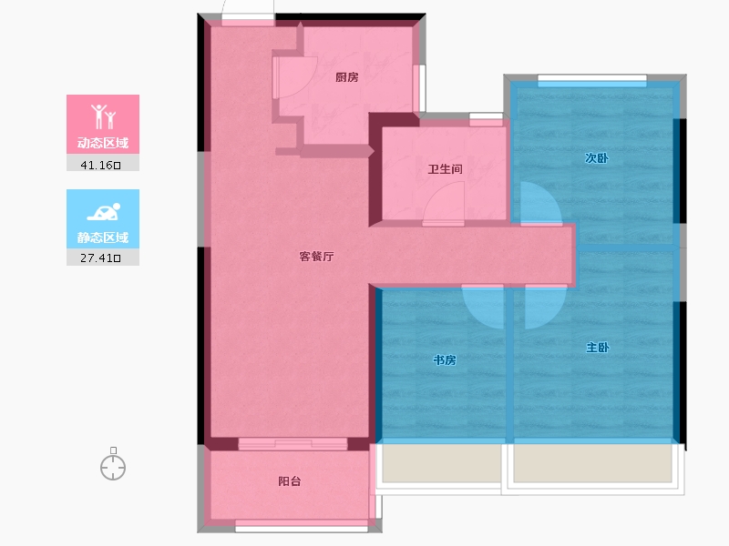 江苏省-苏州市-春江云锦-60.72-户型库-动静分区