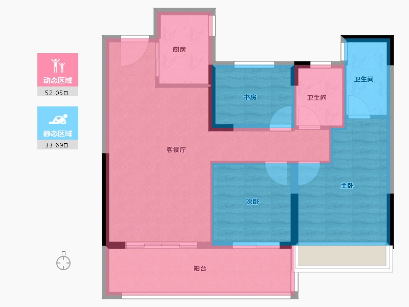 浙江省-温州市-璀璨·天瑞锦园-76.83-户型库-动静分区