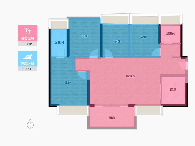 广东省-佛山市-卓越万科朗润园-96.19-户型库-动静分区