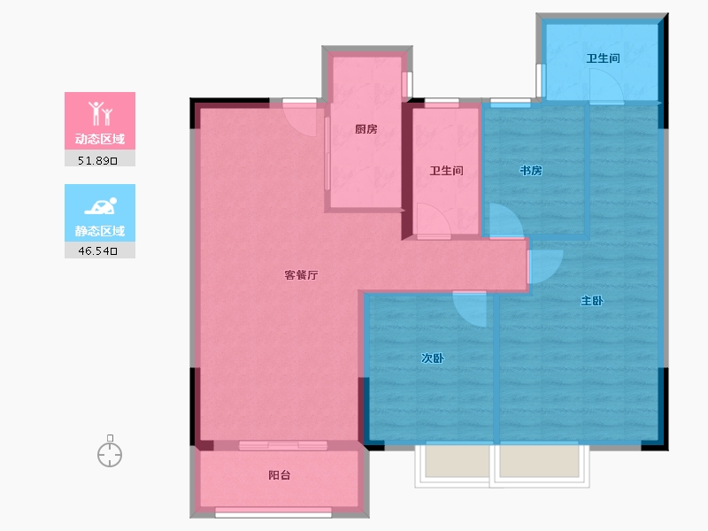 湖北省-武汉市-大华公园华府-88.88-户型库-动静分区