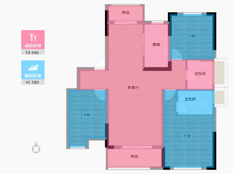 湖北省-武汉市-大华公园华府-90.68-户型库-动静分区