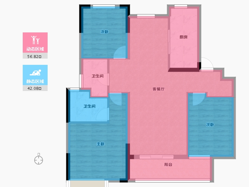 湖北省-武汉市-大华公园华府-88.67-户型库-动静分区