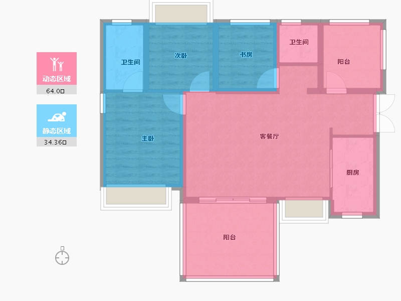 贵州省-贵阳市-贵阳经开吾悦广场-88.00-户型库-动静分区