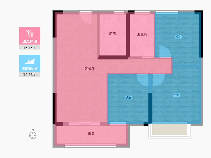 湖北省-武汉市-大华公园华府-68.57-户型库-动静分区