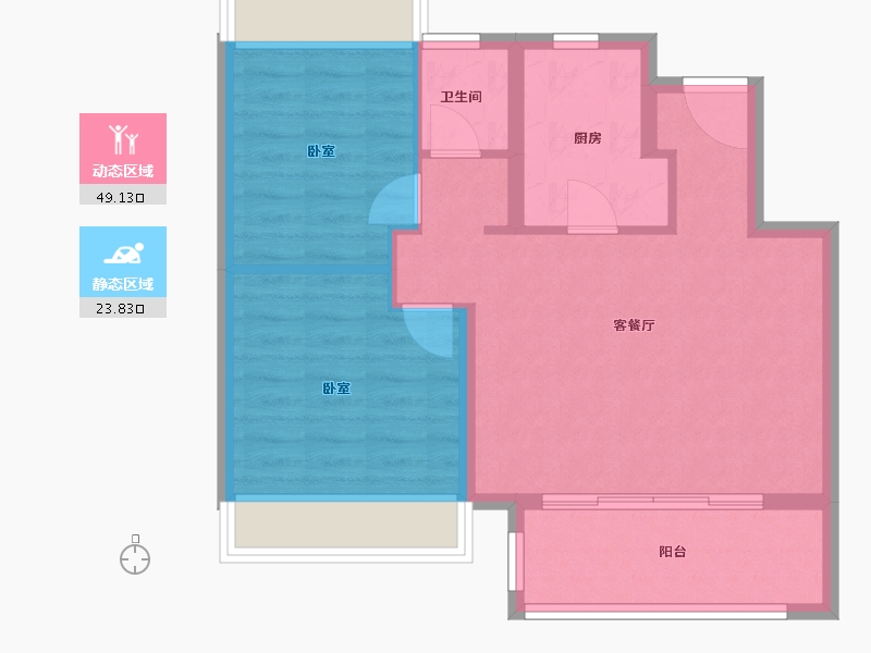 上海-上海市-保利明明潮升-65.64-户型库-动静分区