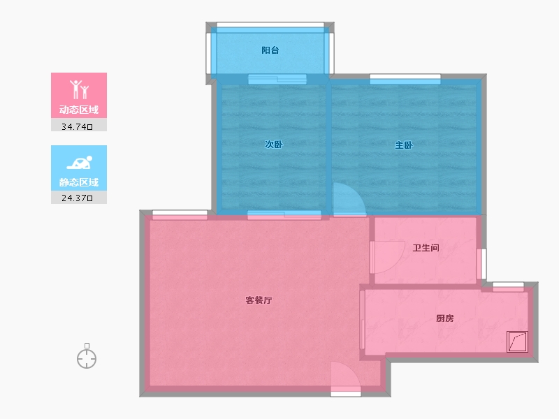 湖北省-武汉市-阳城汉江苑三期-54.00-户型库-动静分区