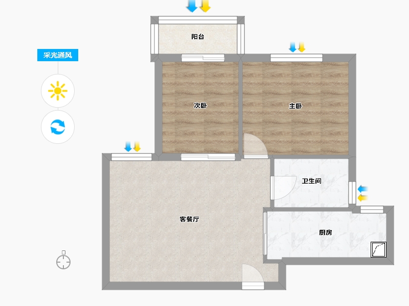 湖北省-武汉市-阳城汉江苑三期-54.00-户型库-采光通风