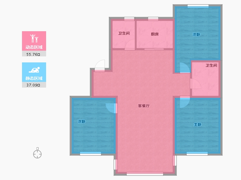 辽宁省-沈阳市-米兰颂-83.20-户型库-动静分区