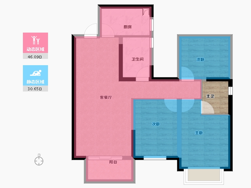 广西壮族自治区-南宁市-龙湖春江天越-70.94-户型库-动静分区