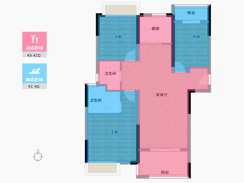 湖北省-武汉市-大华公园华府-82.67-户型库-动静分区