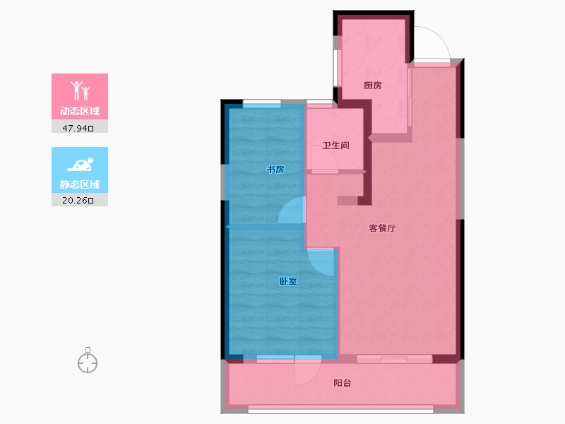 江苏省-苏州市-春江云锦-60.74-户型库-动静分区