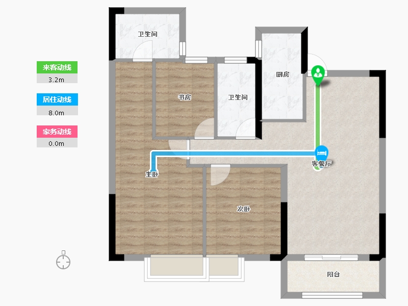 湖北省-武汉市-大华公园华府-88.67-户型库-动静线