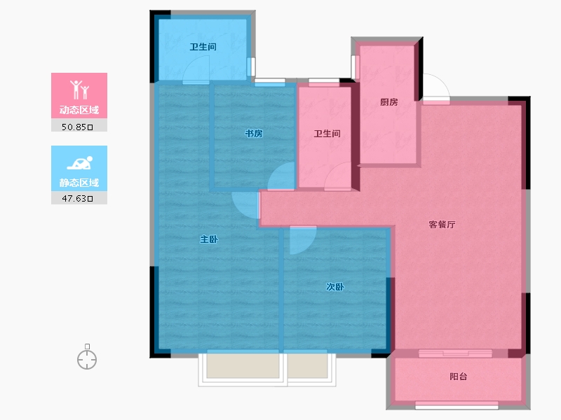 湖北省-武汉市-大华公园华府-88.67-户型库-动静分区